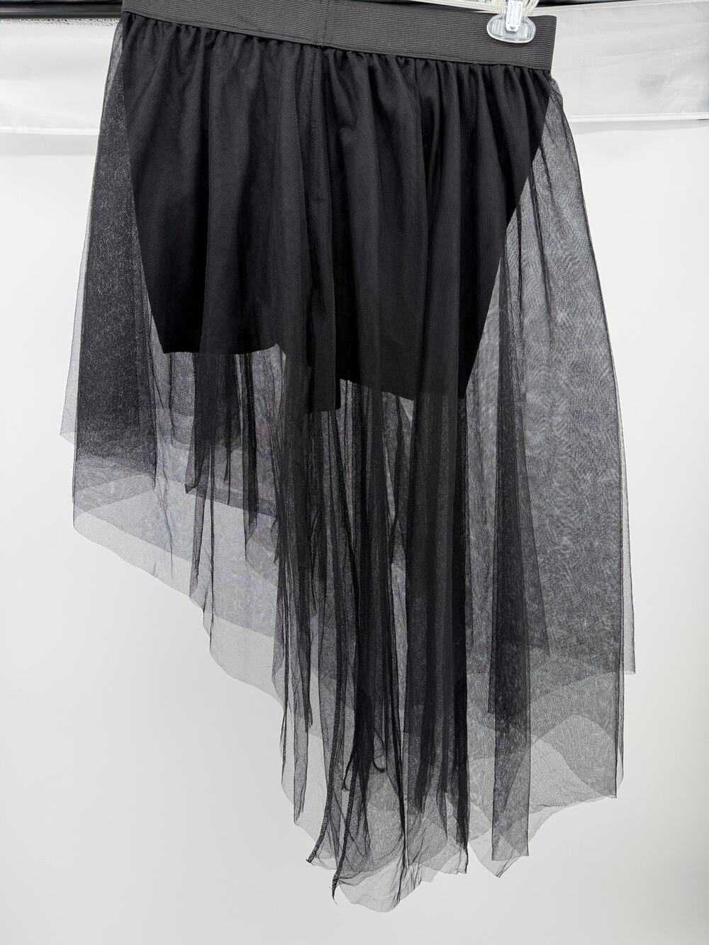 ROMWE Black Tulle High Low Skirt Goth Fairycore Grunge Layered Mesh Size L